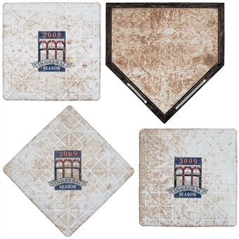 Lot of (4) 2009 New York Mets Game Used Home Plate & Bases from Inaugural Season at CitiField (MLB Authenticated & Mets COA)